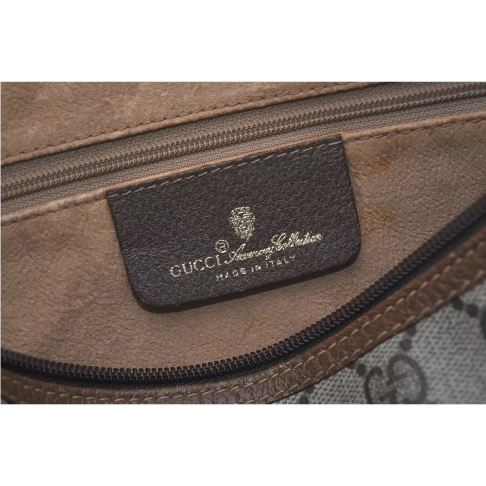 Authentic GUCCI Web Sherry Line Shoulder Cross Bag GG PVC Leather Brown 7169I - Picture 11 of 16